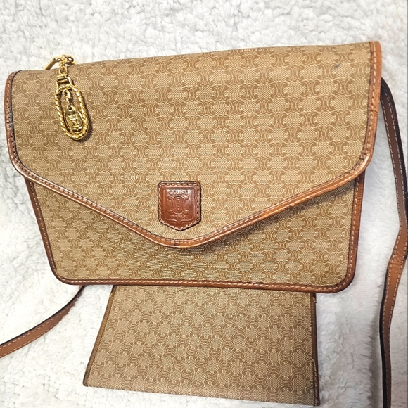 CELINE MO6 WALLET SHOULDER BAG 2-PEACE SET PVC LEATHER - Picture 1 of 14